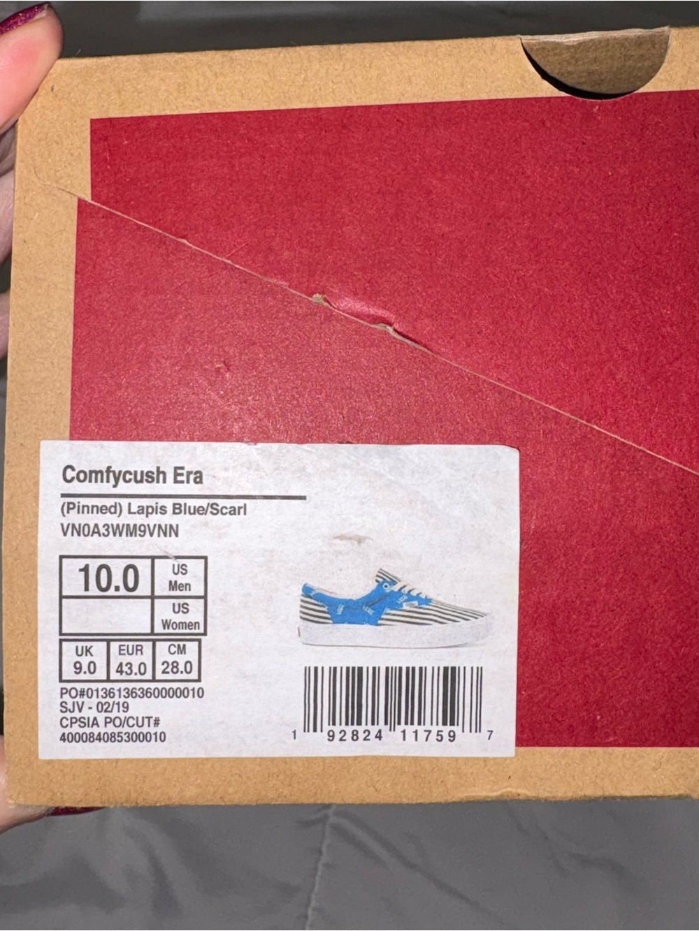 Vans Era Comfy Cush New With Tag Size 10 Black White Stripe Orange Blue - Picture 9 of 9